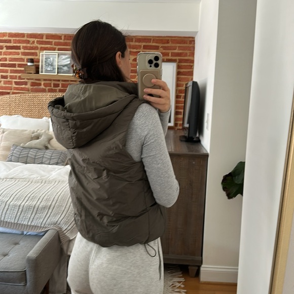 ZARA WATER REPELLENT PUFFER VEST KHAKI TAUPE BROWN JACKET COAT 8372/764/505 - Picture 4 of 14